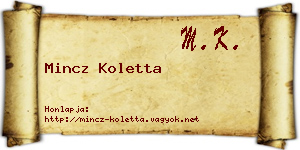 Mincz Koletta névjegykártya
